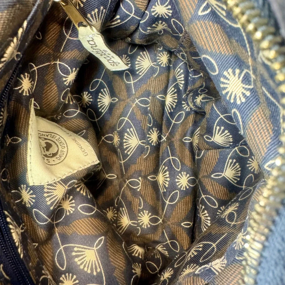 Spartina 449 ‎ Navy Gray Leather Suede Crossbody Bag Gold Hardware